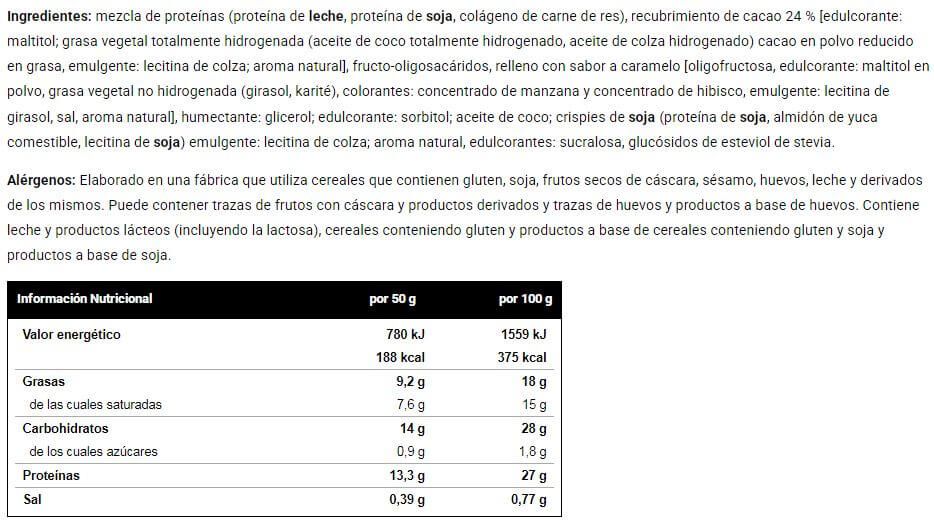 Información nutricional